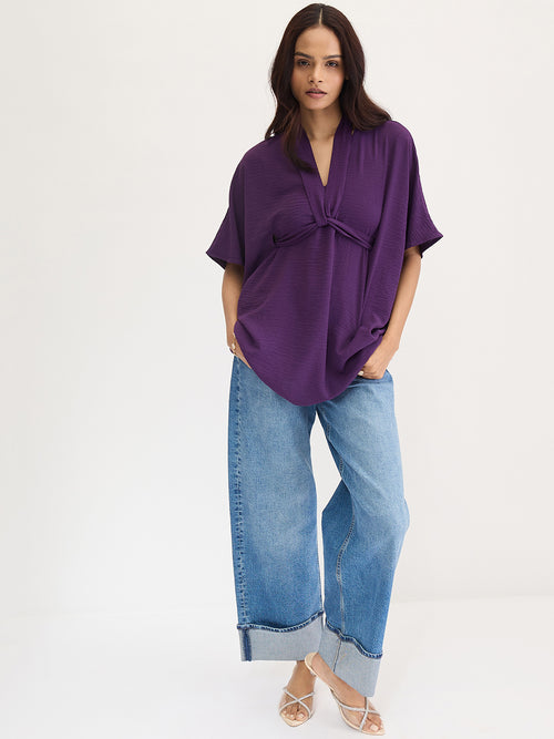 Purple Tie Up Kimono Top