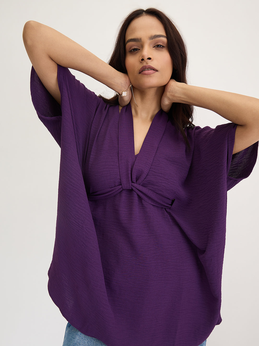 Purple Tie Up Kimono Top