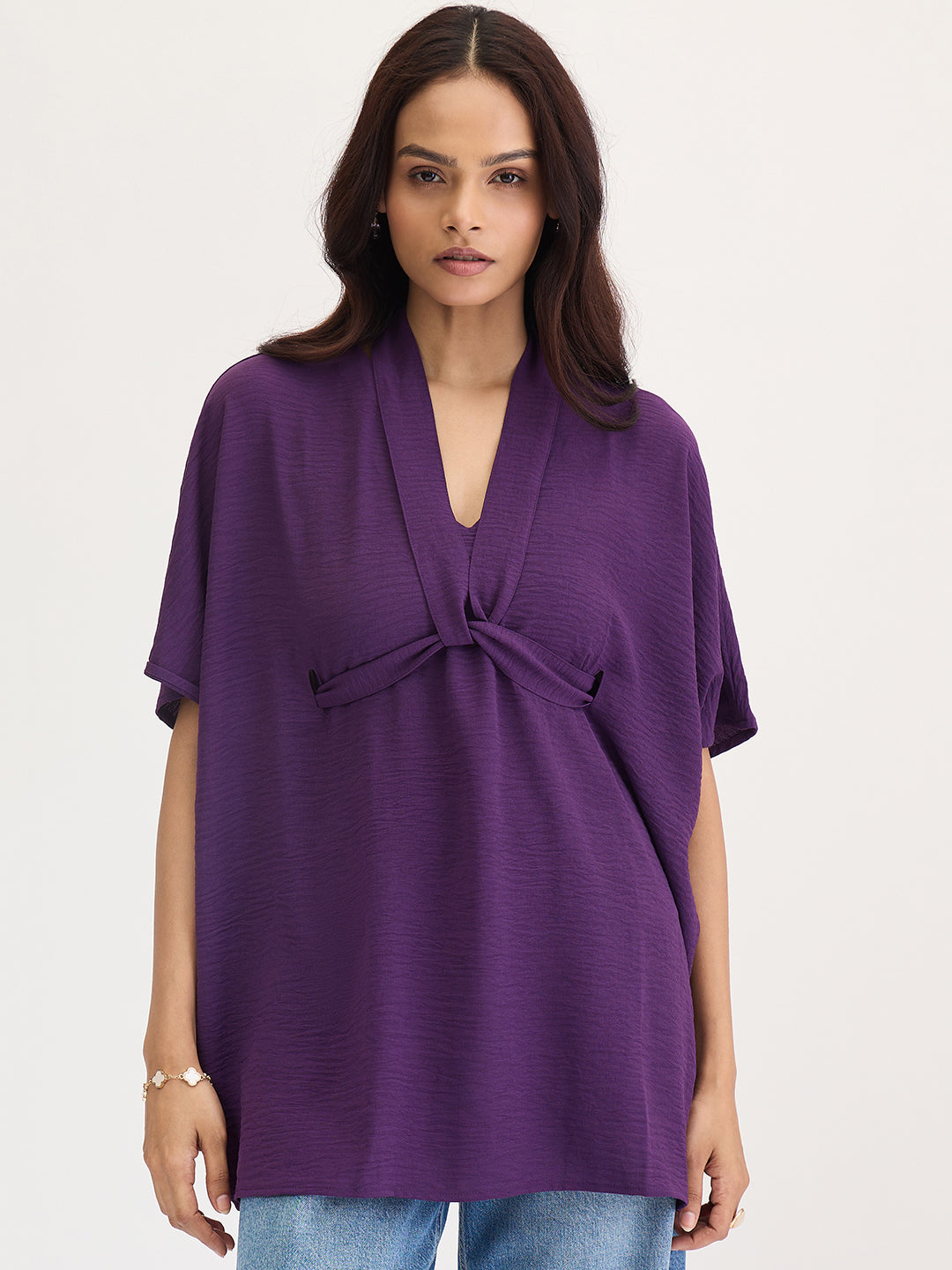 Purple Tie Up Kimono Top