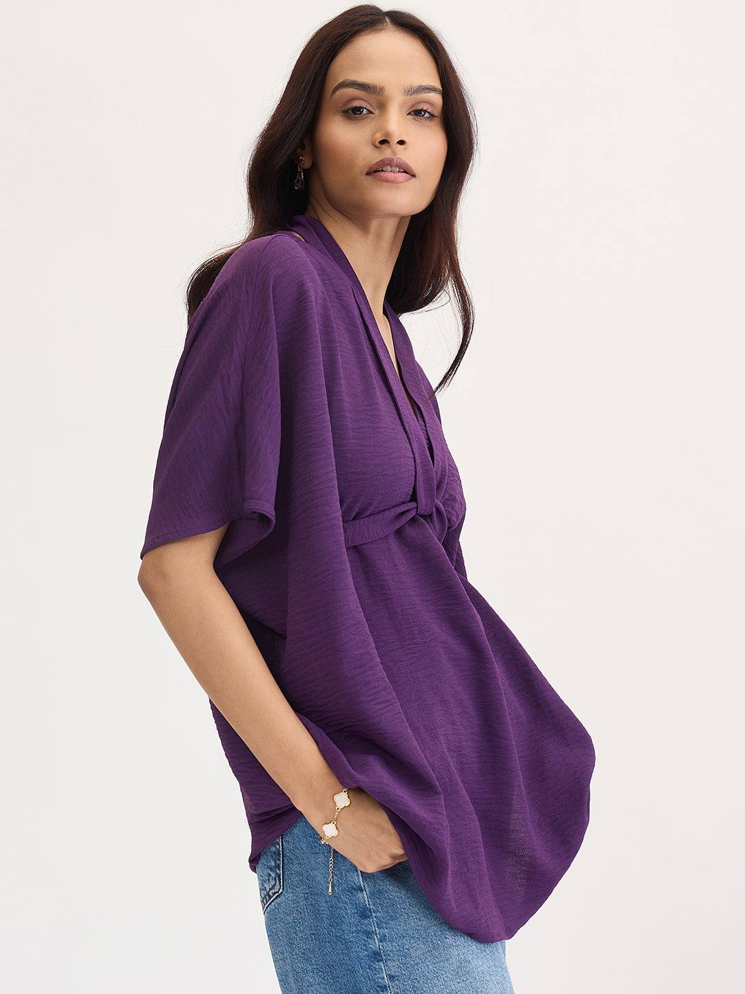 Purple Tie Up Kimono Top