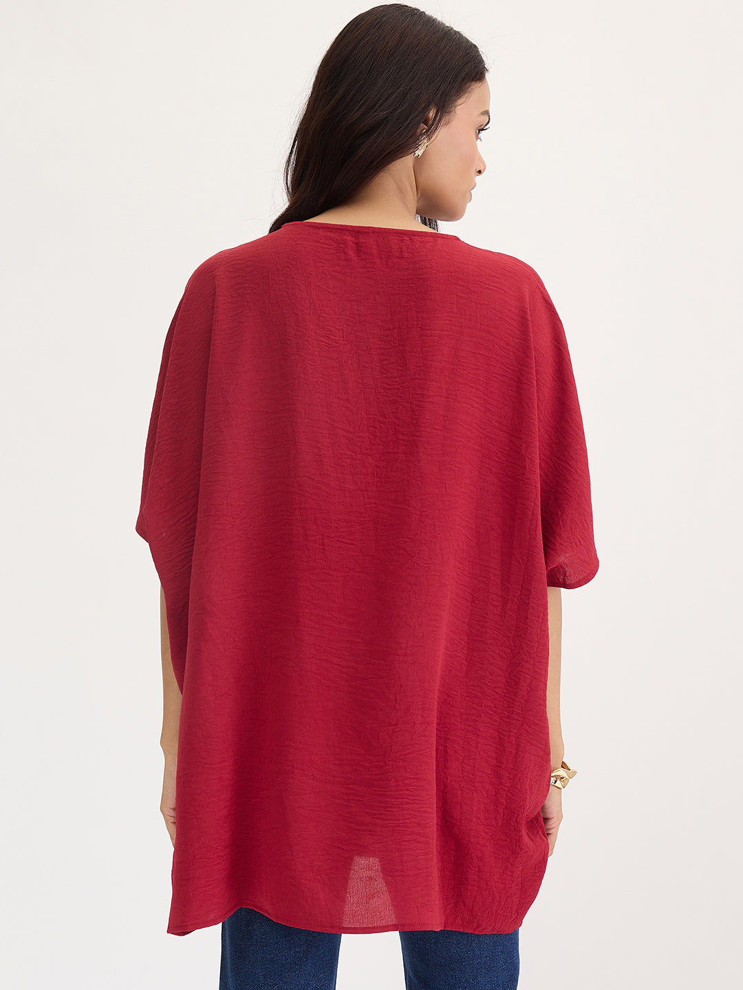 Red Tie Up Kimono Top