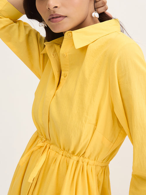 Yellow Schiffli Shirt Maxi Dress