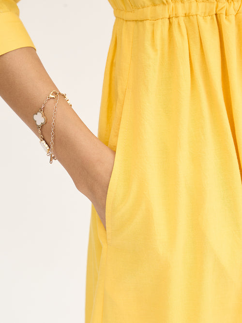 Yellow Schiffli Shirt Maxi Dress