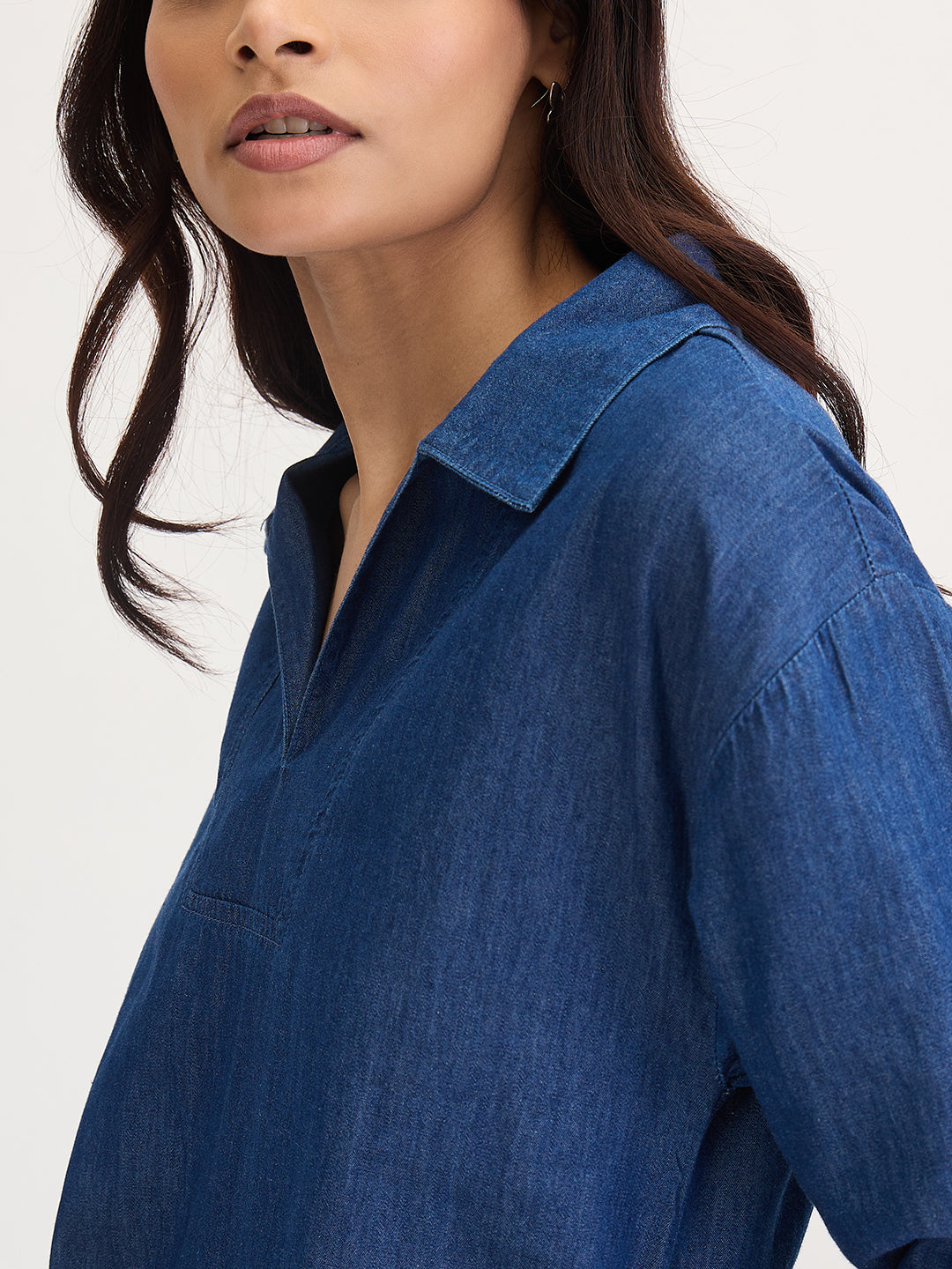 Navy Blue Relaxed Denim Maxi Dress