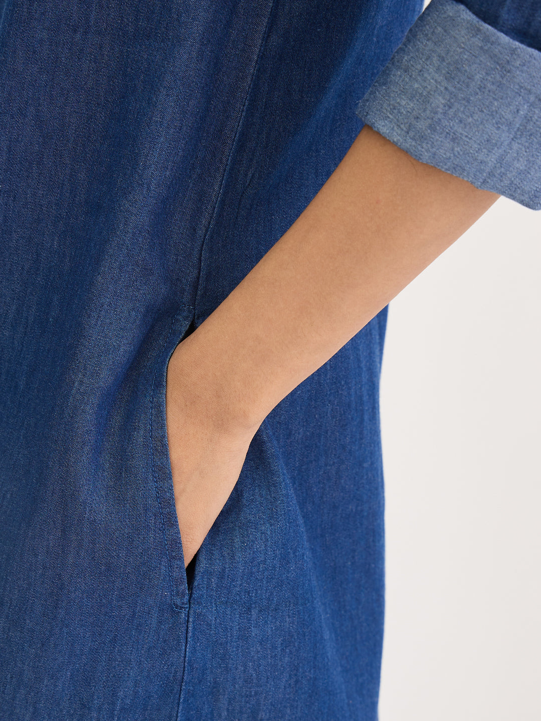 Navy Blue Relaxed Denim Maxi Dress