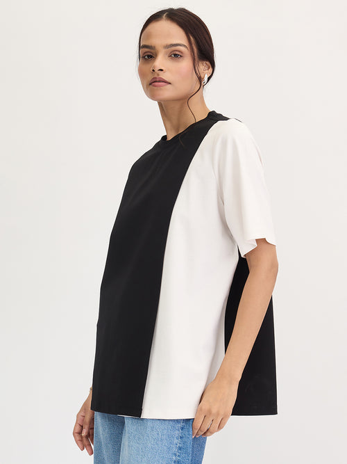 Black And White Colorblock Top