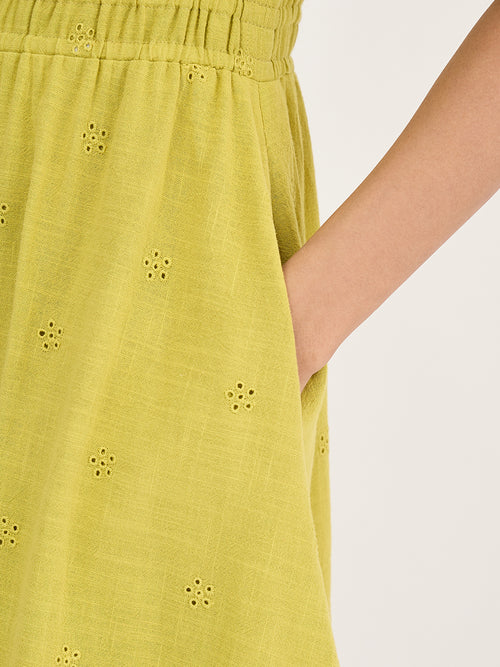 Citrine Green Schiffli Tiered Maxi Dress
