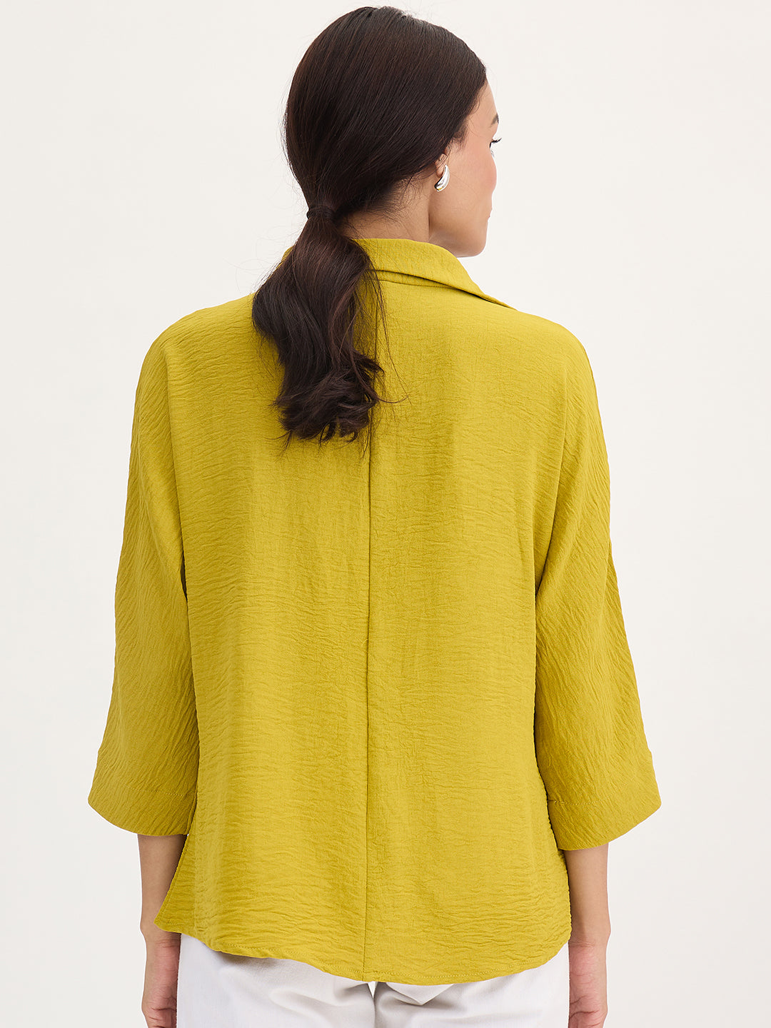 Citrine Green Pleat Detail Top