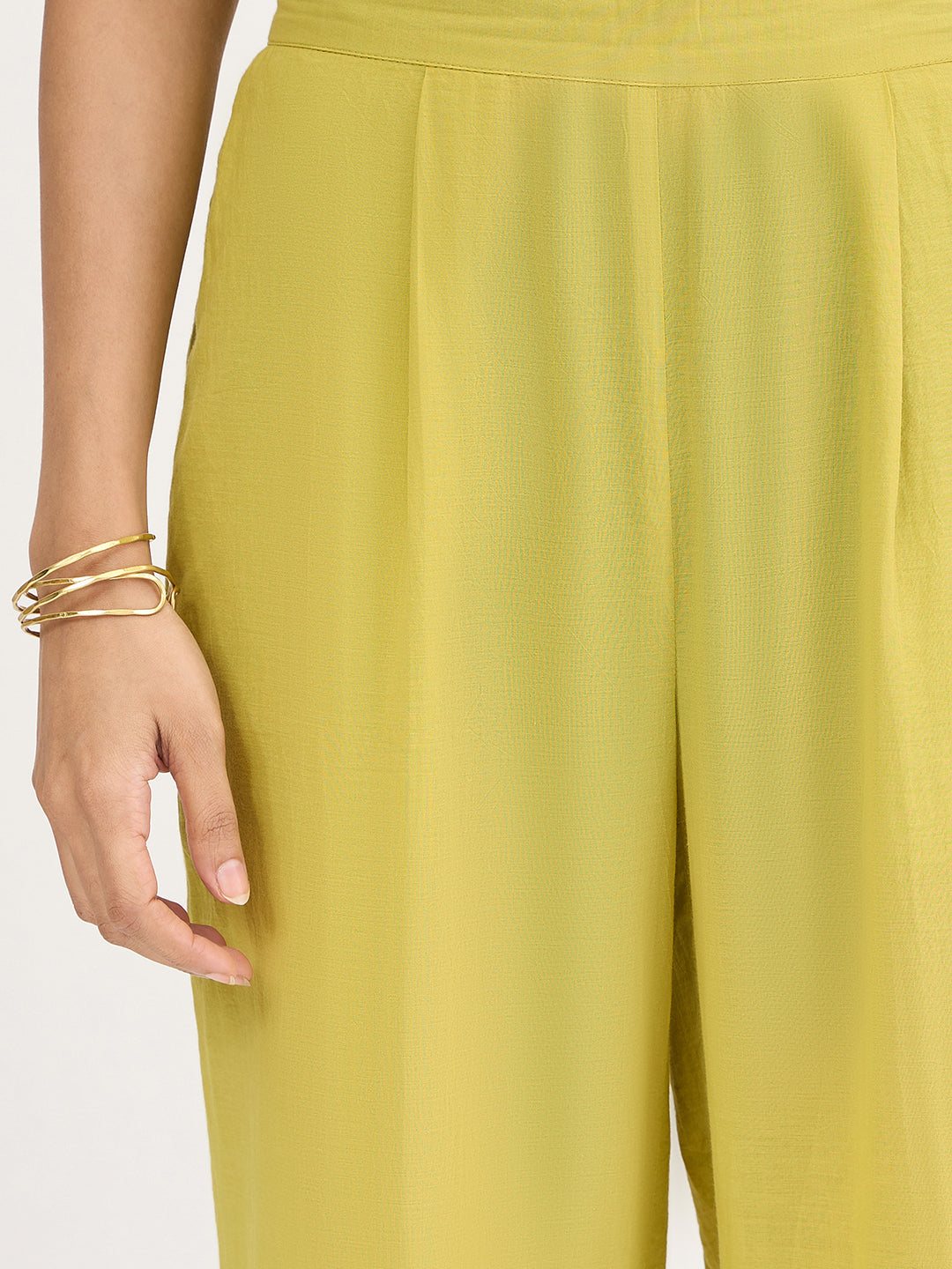 Citrine Green Schiffli Shirt Co-Ord Set