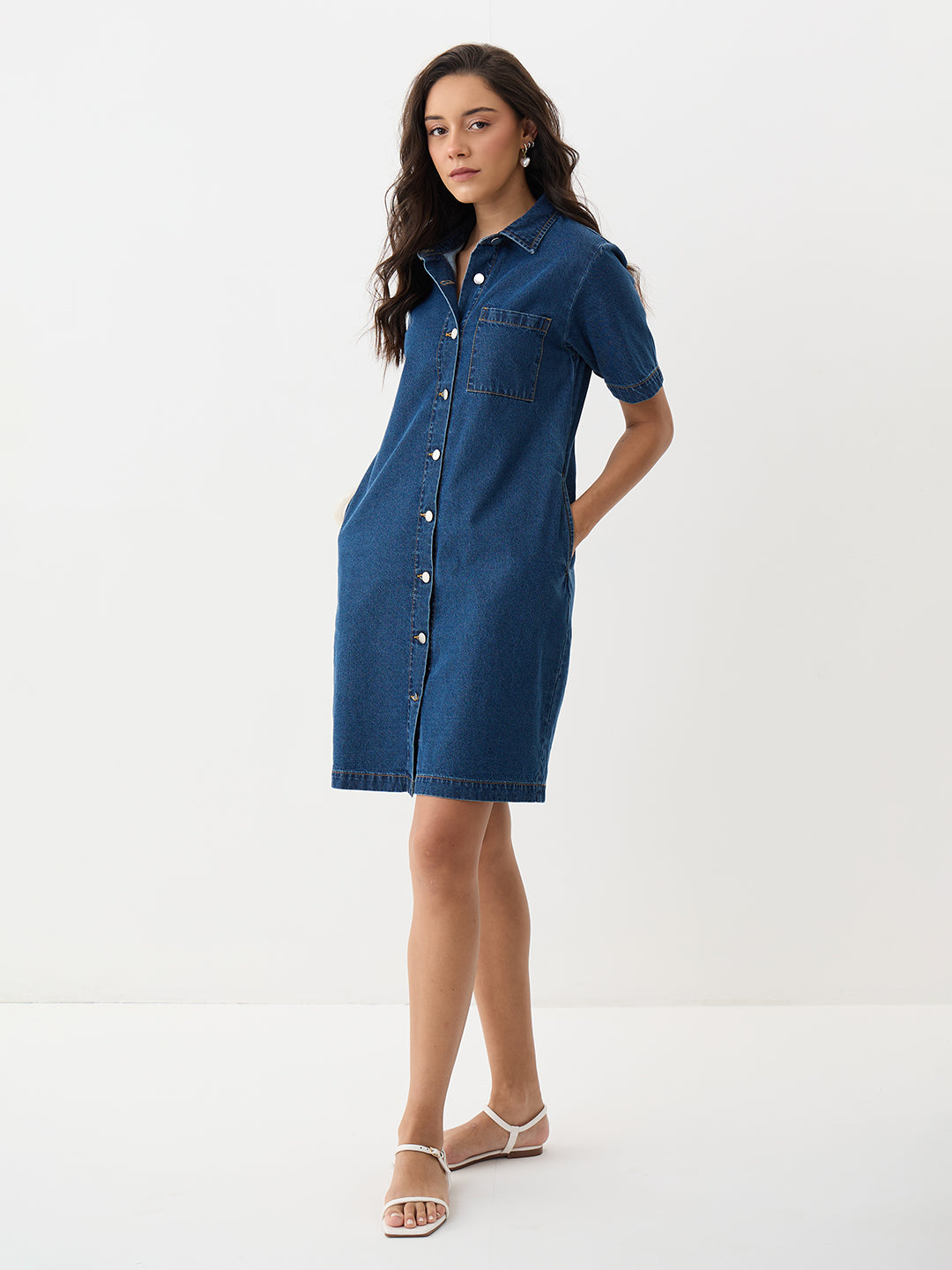 DenimClassic Blue Mini Shirt Dress