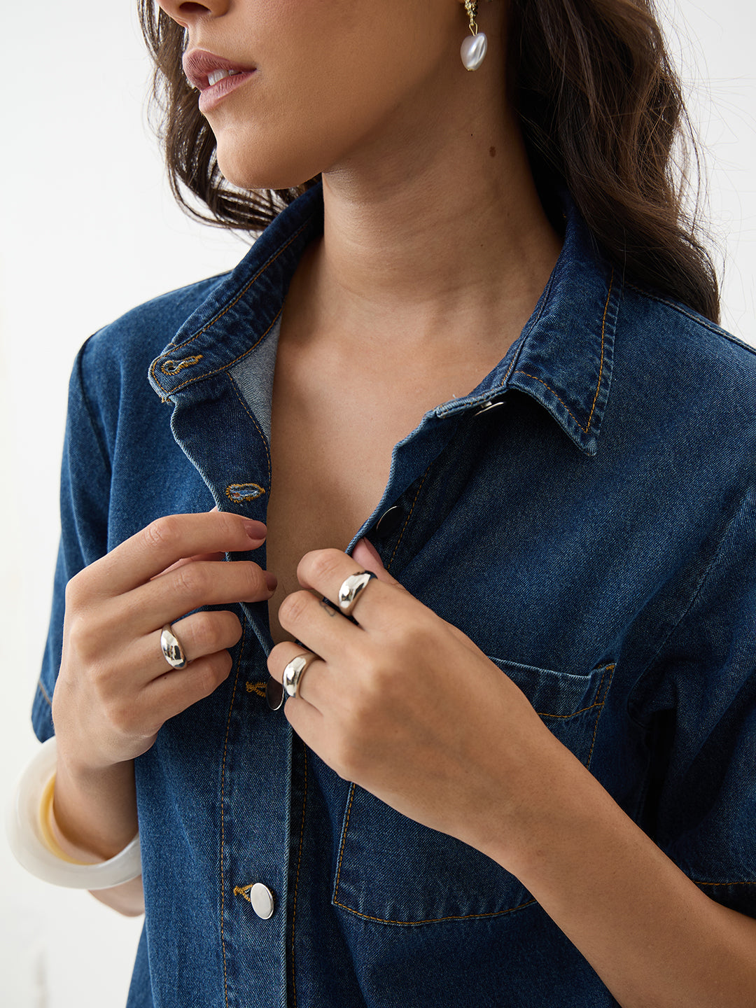 DenimClassic Blue Mini Shirt Dress