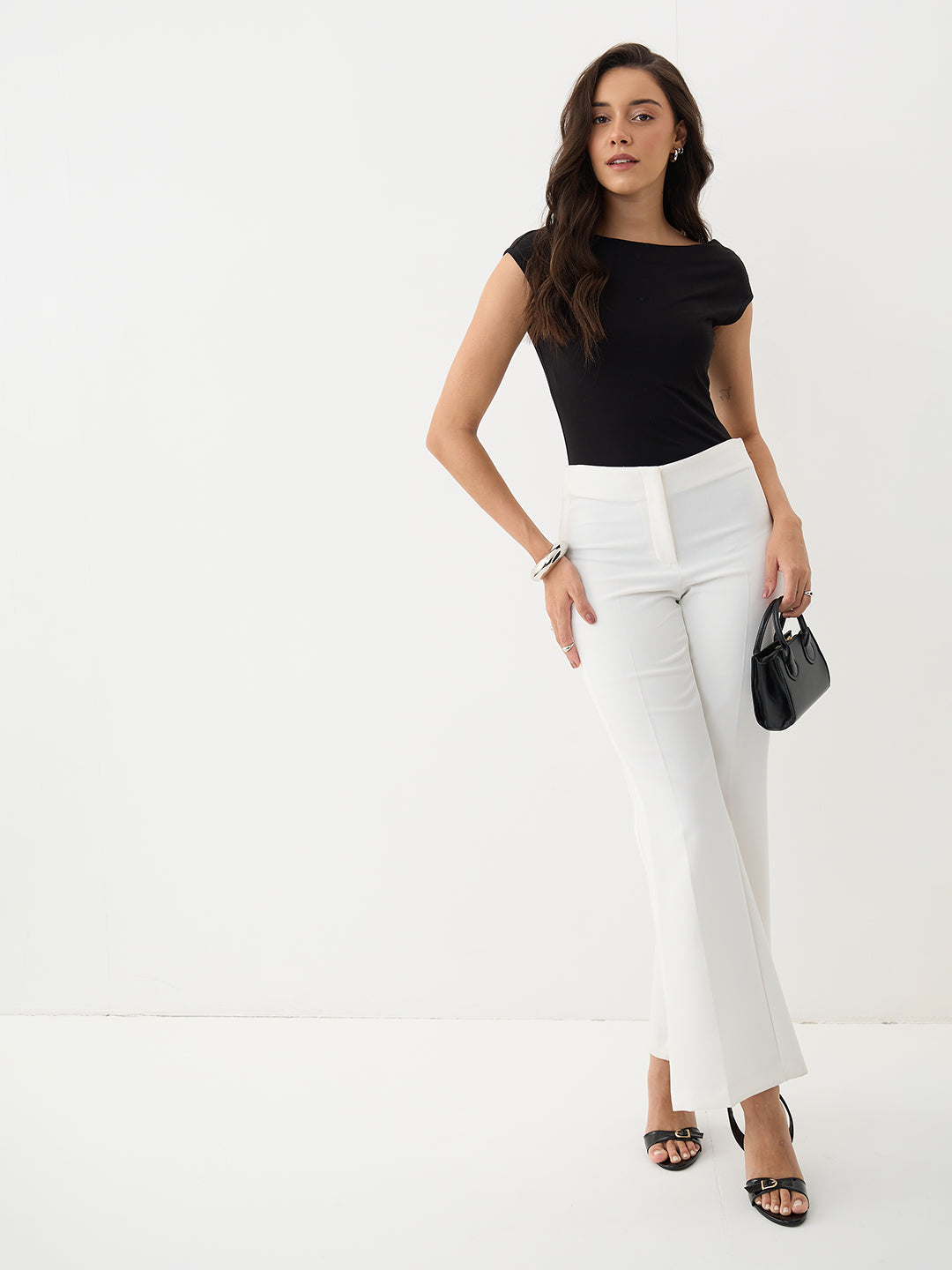 Black Knit Boat Neck Bodysuit