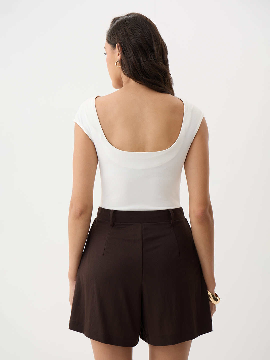 White Knit Boat Neck Bodysuit