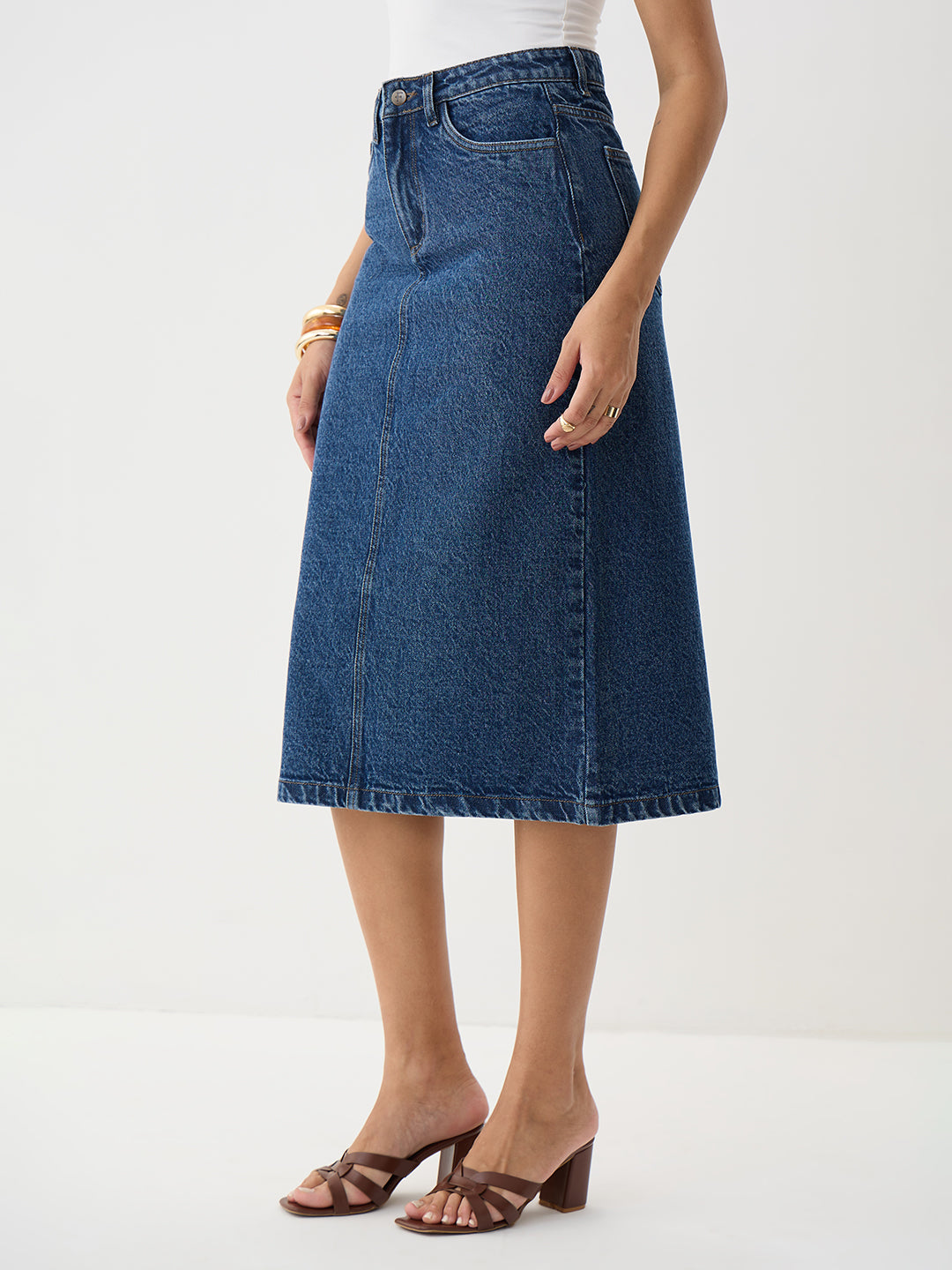 DenimClassic Navy Midi Skirt