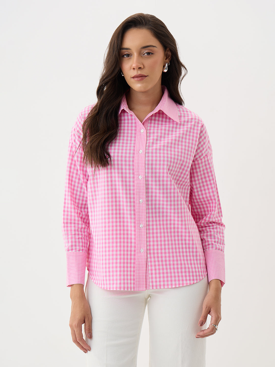 Pink Gingham Oversized Shirt
