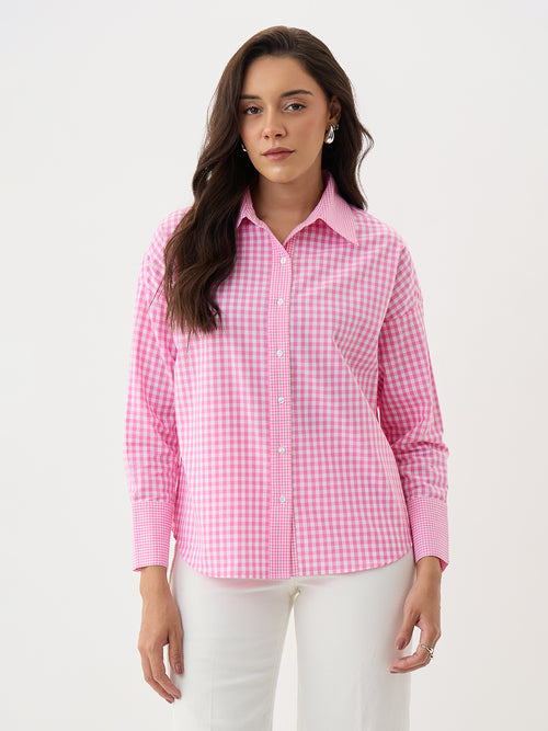 Pink Gingham Oversized Shirt