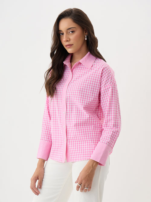 Pink Gingham Oversized Shirt