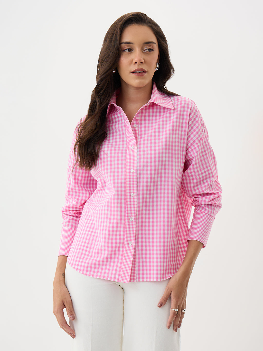 Pink Gingham Oversized Shirt