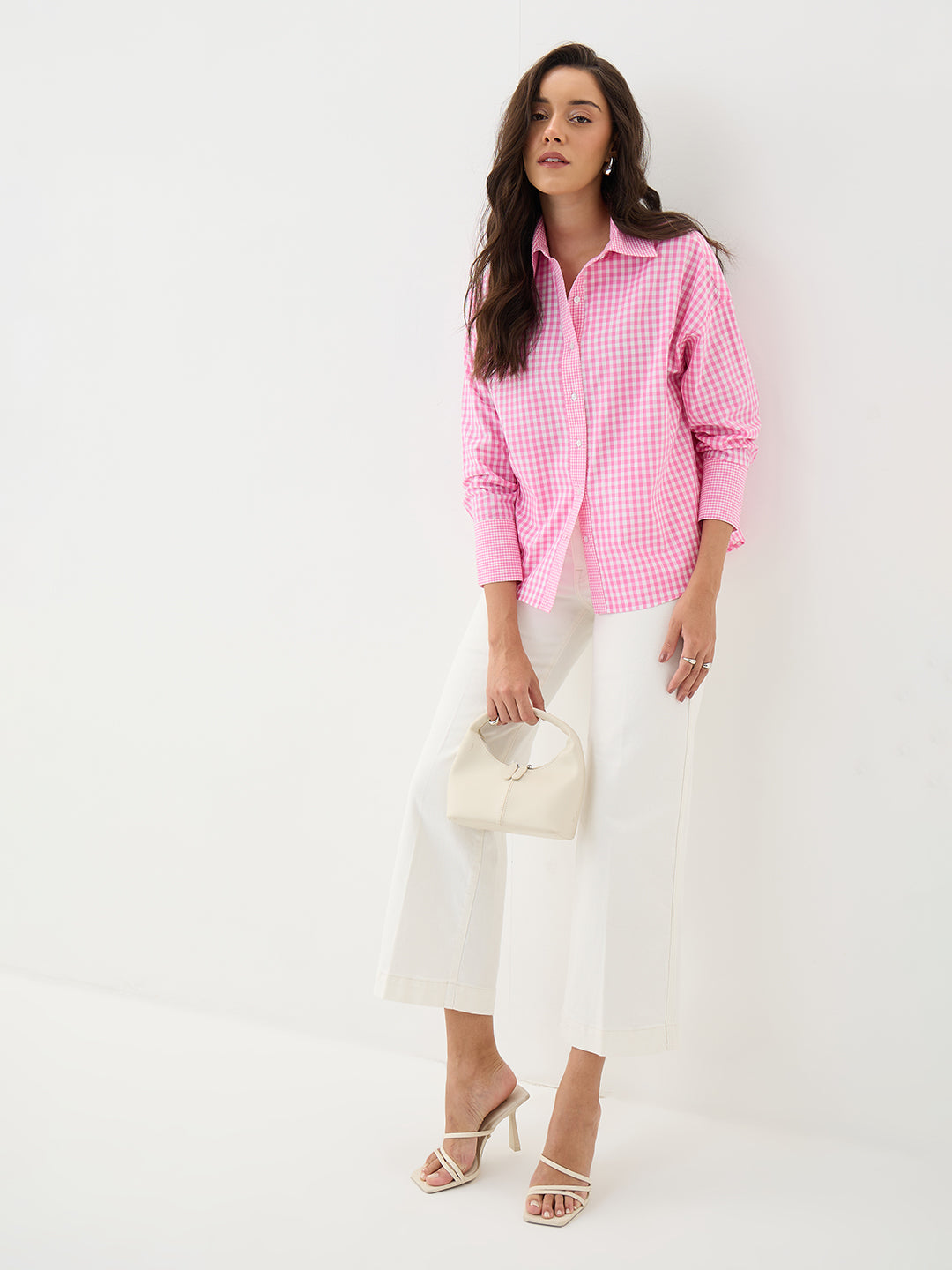 Pink Gingham Oversized Shirt