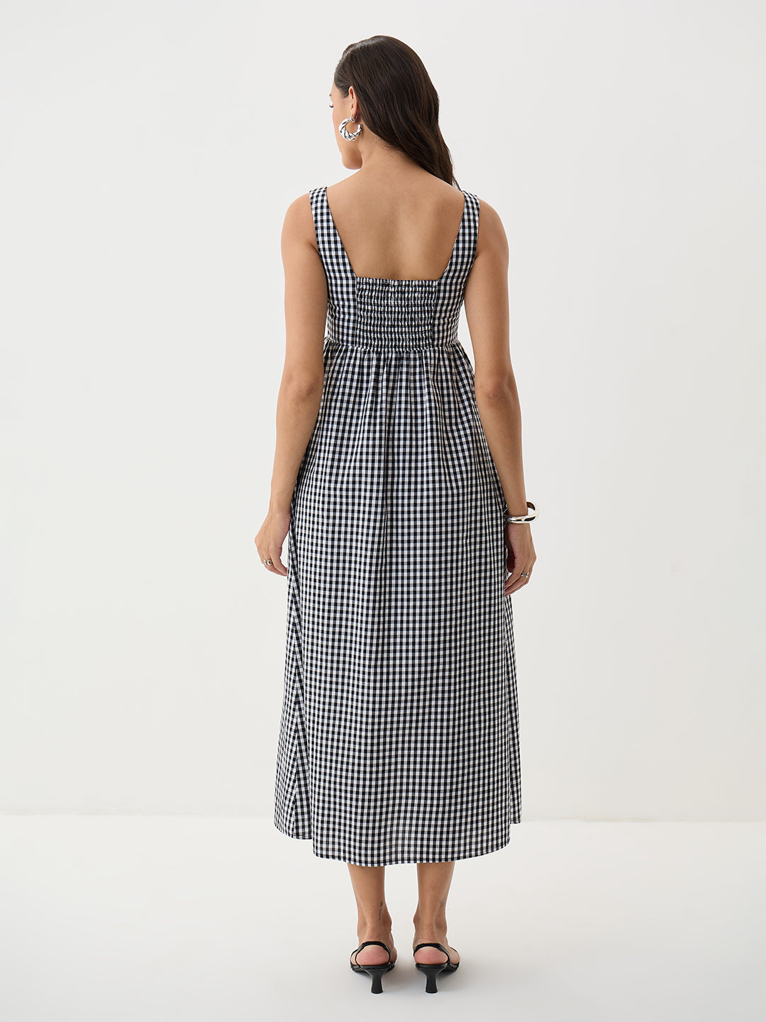 Black Gingham Sleeveless Maxi Dress