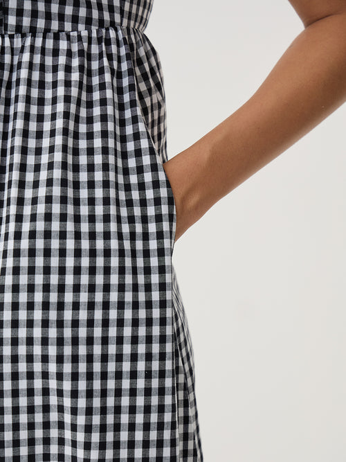 Black Gingham Sleeveless Maxi Dress