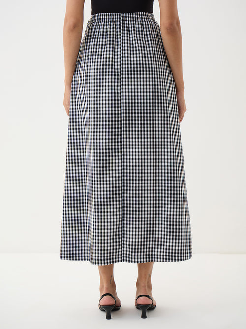 Black Gingham A-Line Maxi Skirt