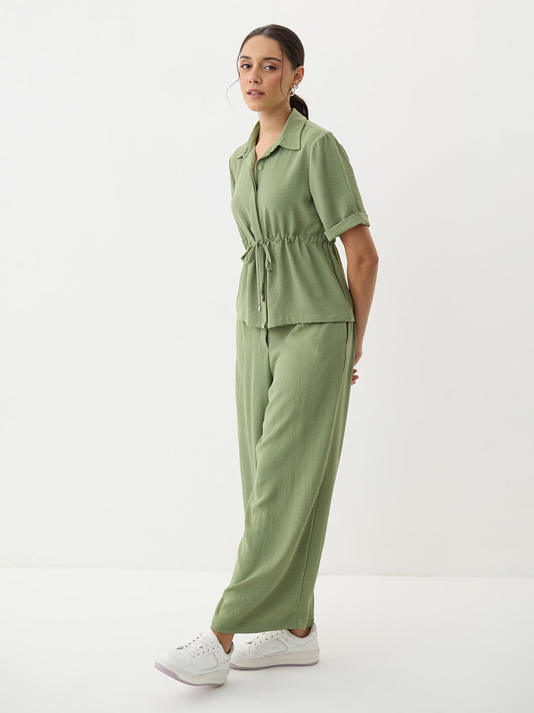 Sage Green Drawstring Detail Co-Ord Set