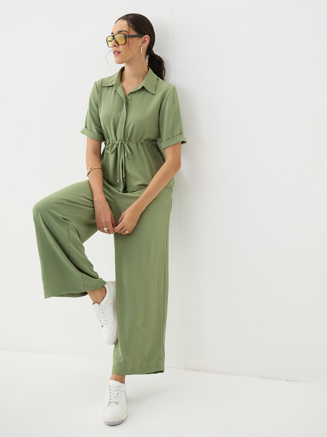 Sage Green Drawstring Detail Co-Ord Set