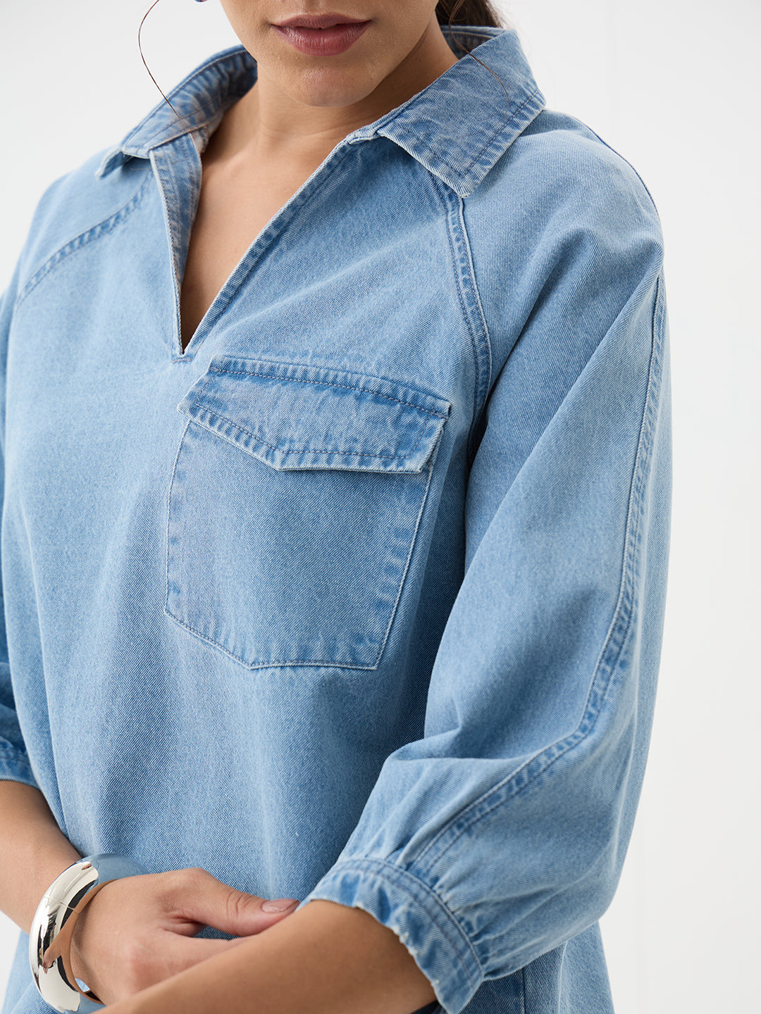 DenimClassic Ice Blue Raglan Sleeve Top