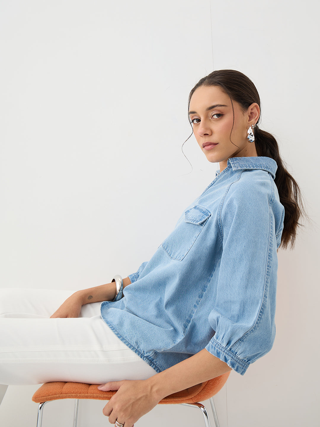 DenimClassic Ice Blue Raglan Sleeve Top