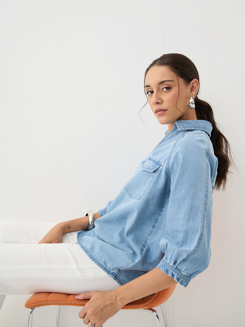 DenimClassic Ice Blue Raglan Sleeve Top
