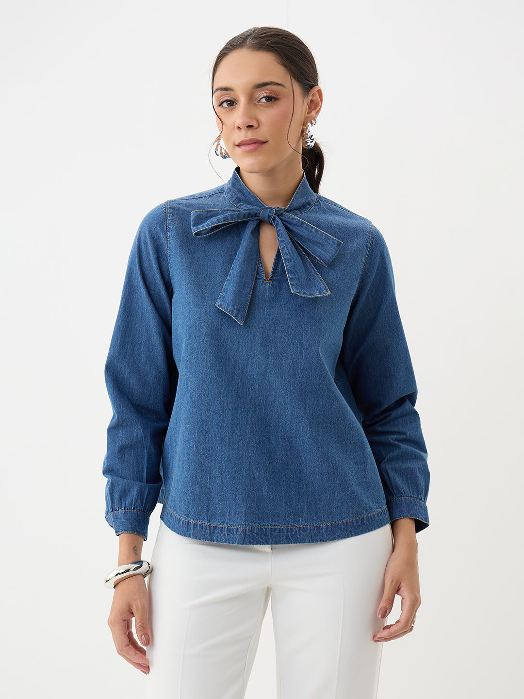 DenimLite Navy Tie-Up top