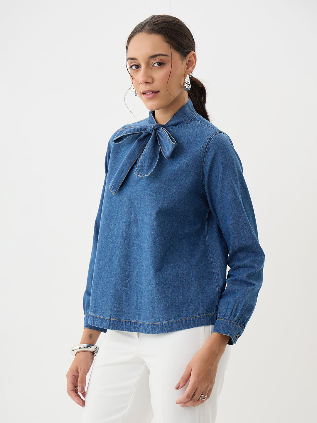 DenimLite Navy Tie-Up top