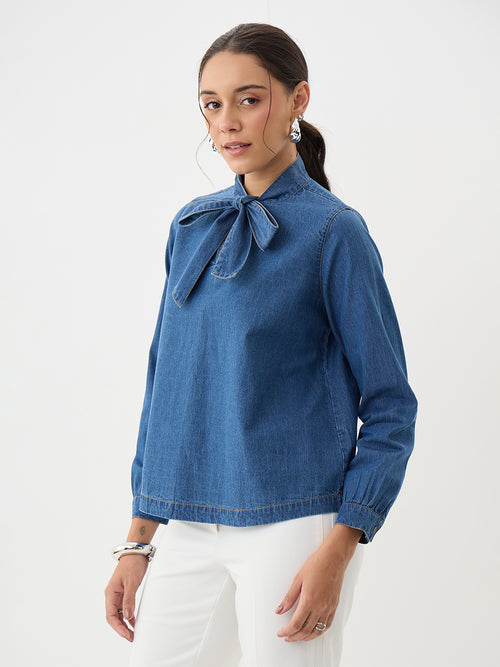 DenimLite Navy Tie-Up top