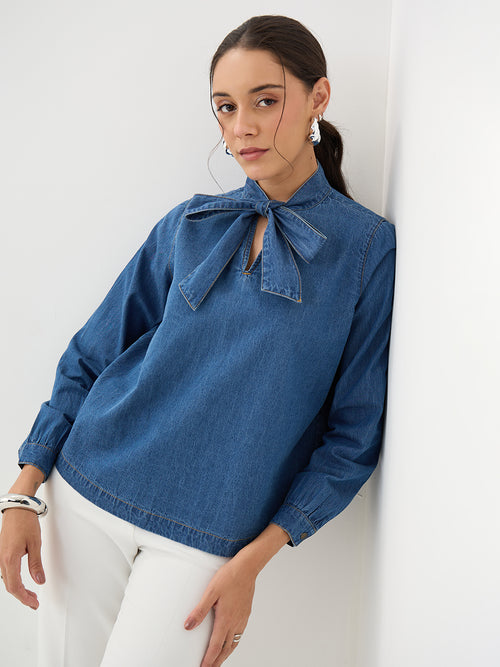DenimLite Navy Tie-Up top