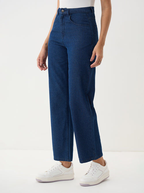 DenimClassic Navy Straight Fit Ankle Length Jeans