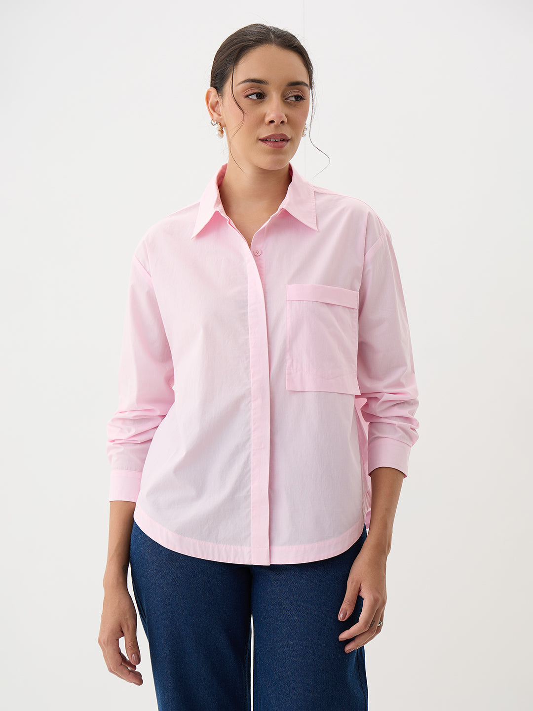 PaperLite Poplin Pink Oversized Shirt