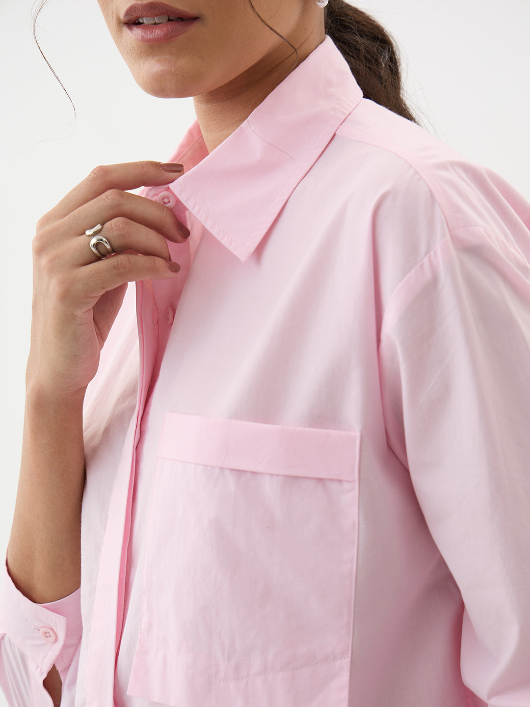 PaperLite Poplin Pink Oversized Shirt