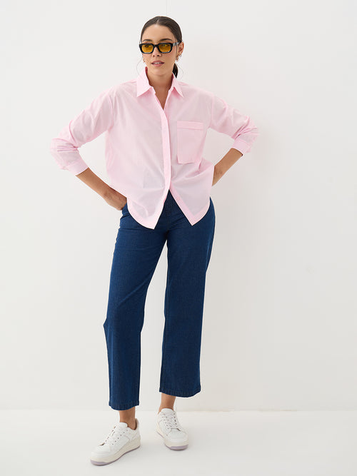 PaperLite Poplin Pink Oversized Shirt