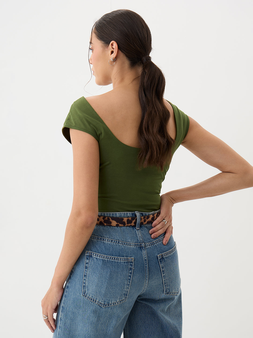 Olive Knit Boat Neck Bodysuit