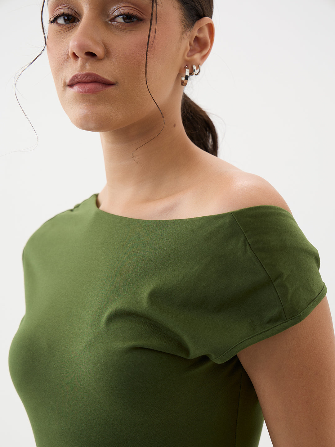 Olive Knit Boat Neck Bodysuit