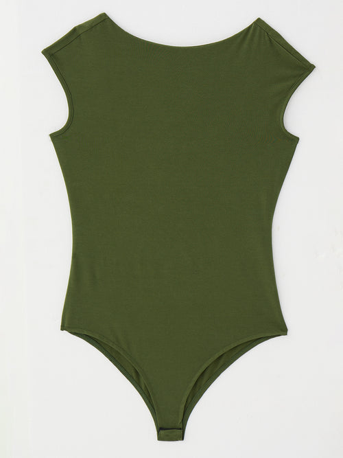 Olive Knit Boat Neck Bodysuit