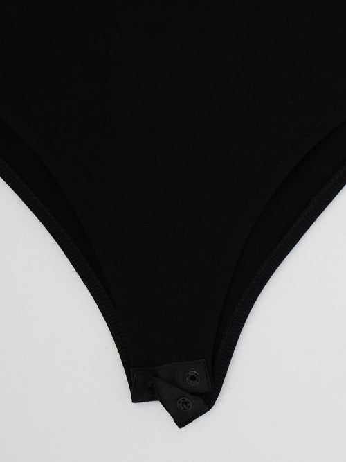 Black Knit Boat Neck Bodysuit