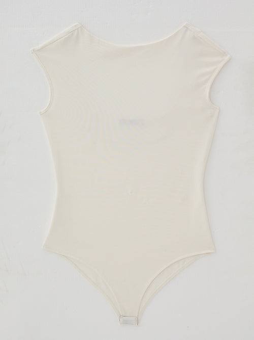 White Knit Boat Neck Bodysuit