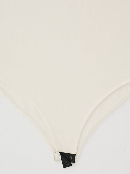 White Knit Boat Neck Bodysuit