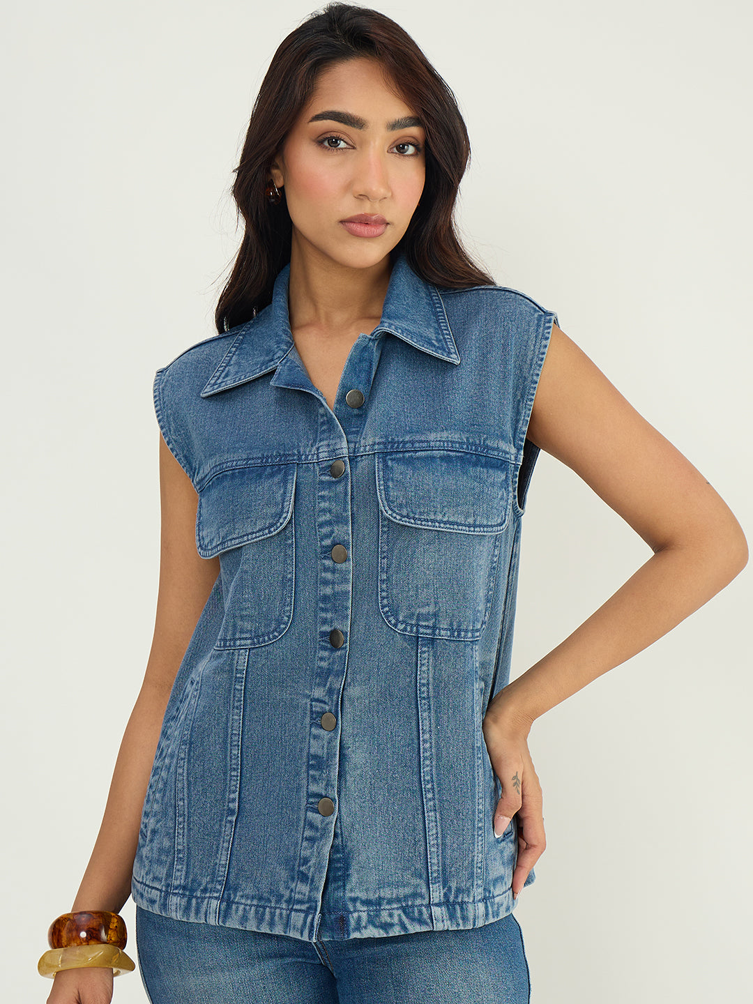 DenimClassic Blue Sleeveless Vest