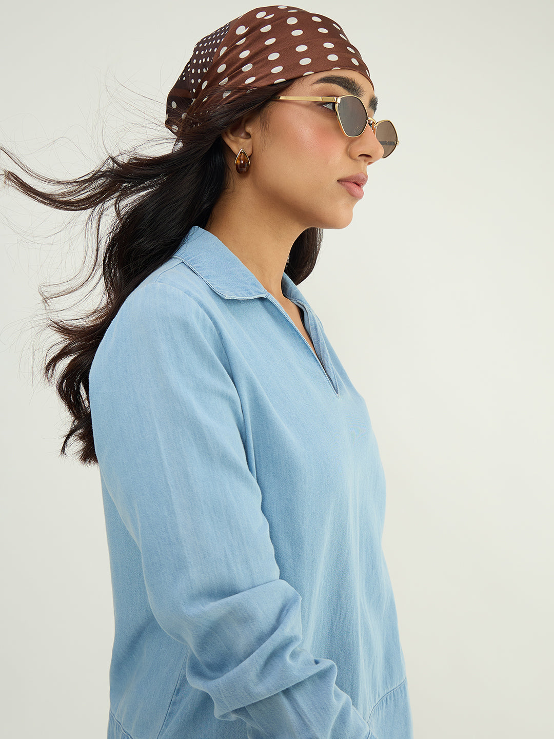 Light Blue Relaxed Fit Denim Top