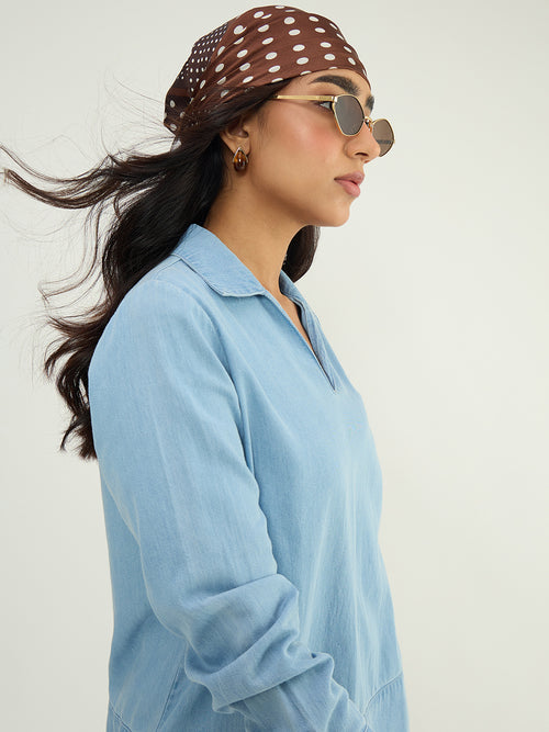 DenimLite Light Blue Relaxed Fit Top