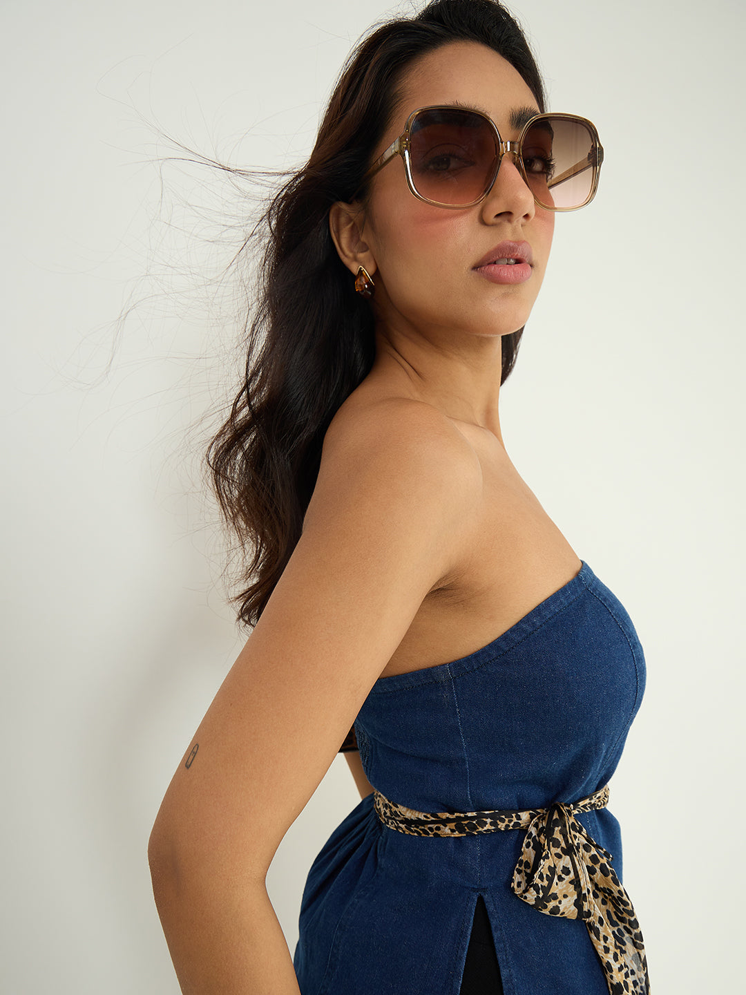 Navy Blue Denim Tube Top