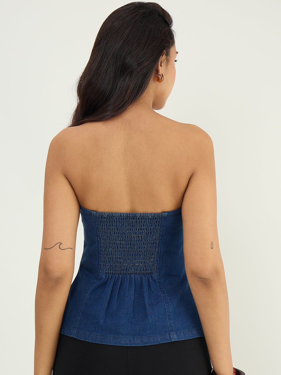Navy Blue Denim Tube Top
